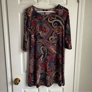 MSK Paisley Patterned Dress Petite M